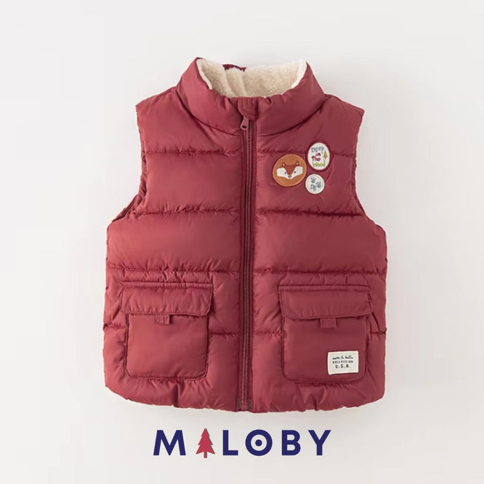 Doudoune sans manches enfant garçon -Rouge -robes et ensembles pour filles, bébés et garcons - MALOBY