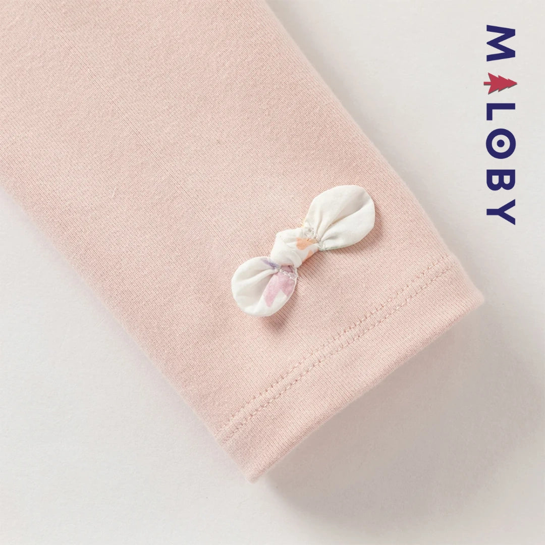 Ensemble fleuri blouse & legging enfant fille- Rose