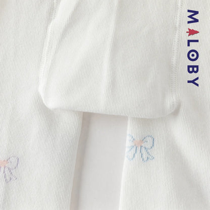 Collant à nœuds pastel enfant fille -Blanc