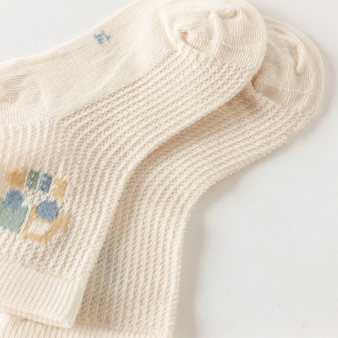 Lot de 2 paires de chaussettes enfant garçon en coton bleu et beige - MALOBY