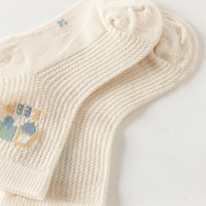 Lot de 2 paires de chaussettes enfant garçon en coton bleu et beige - MALOBY