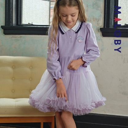 Robe col polo enfant fille- violet