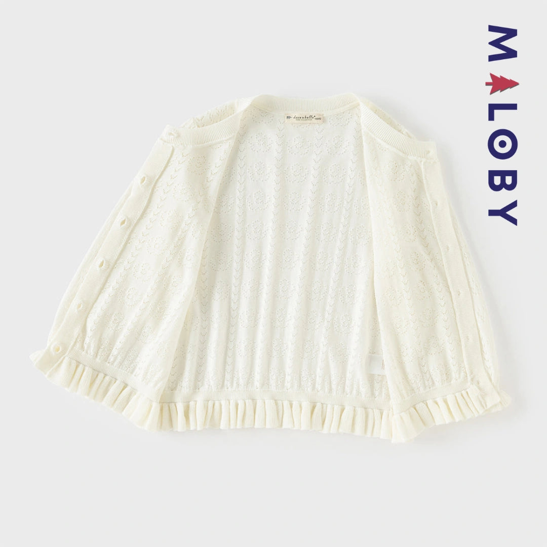 Cardigan en maille pointille enfant fille -Beige
