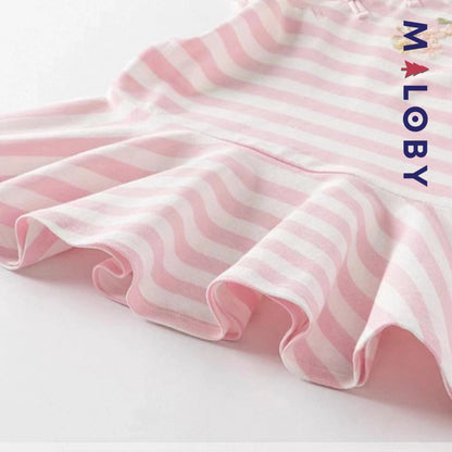 Robe d'été rayée enfant fille -Rose