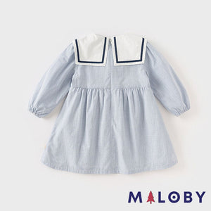 Robe  style Marin enfant fille-blanc/bleu