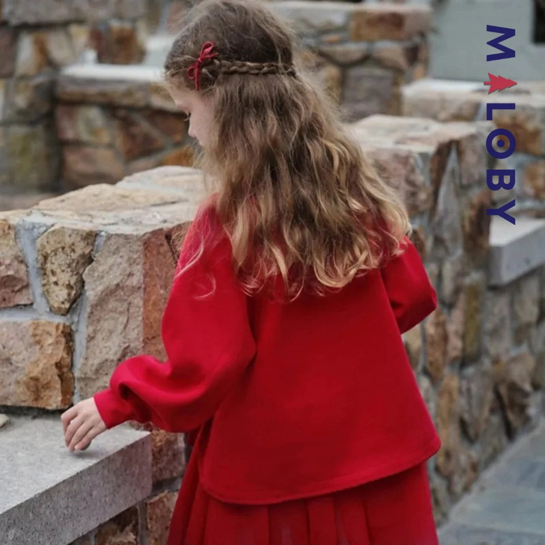 Robe sweat-shirt bi-matière motif Minnie enfant fille -Rouge -robes et ensembles pour filles, bébés et garcons - MALOBY