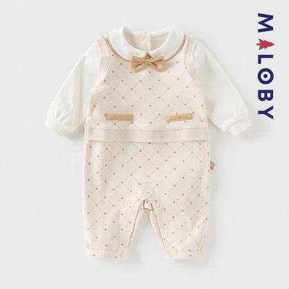 Combinaison habillée bébé garçon - Beige