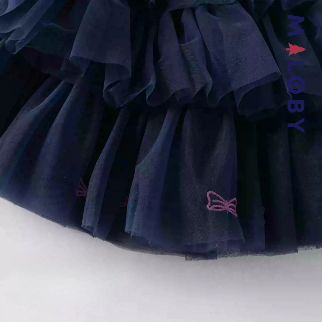Jupe à volants en tulle enfant fille- Beige/Marine -robes et ensembles pour filles, bébés et garcons - MALOBY