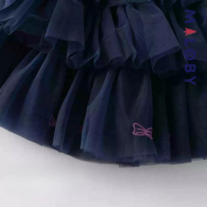 Jupe à volants en tulle enfant fille- Beige/Marine -robes et ensembles pour filles, bébés et garcons - MALOBY