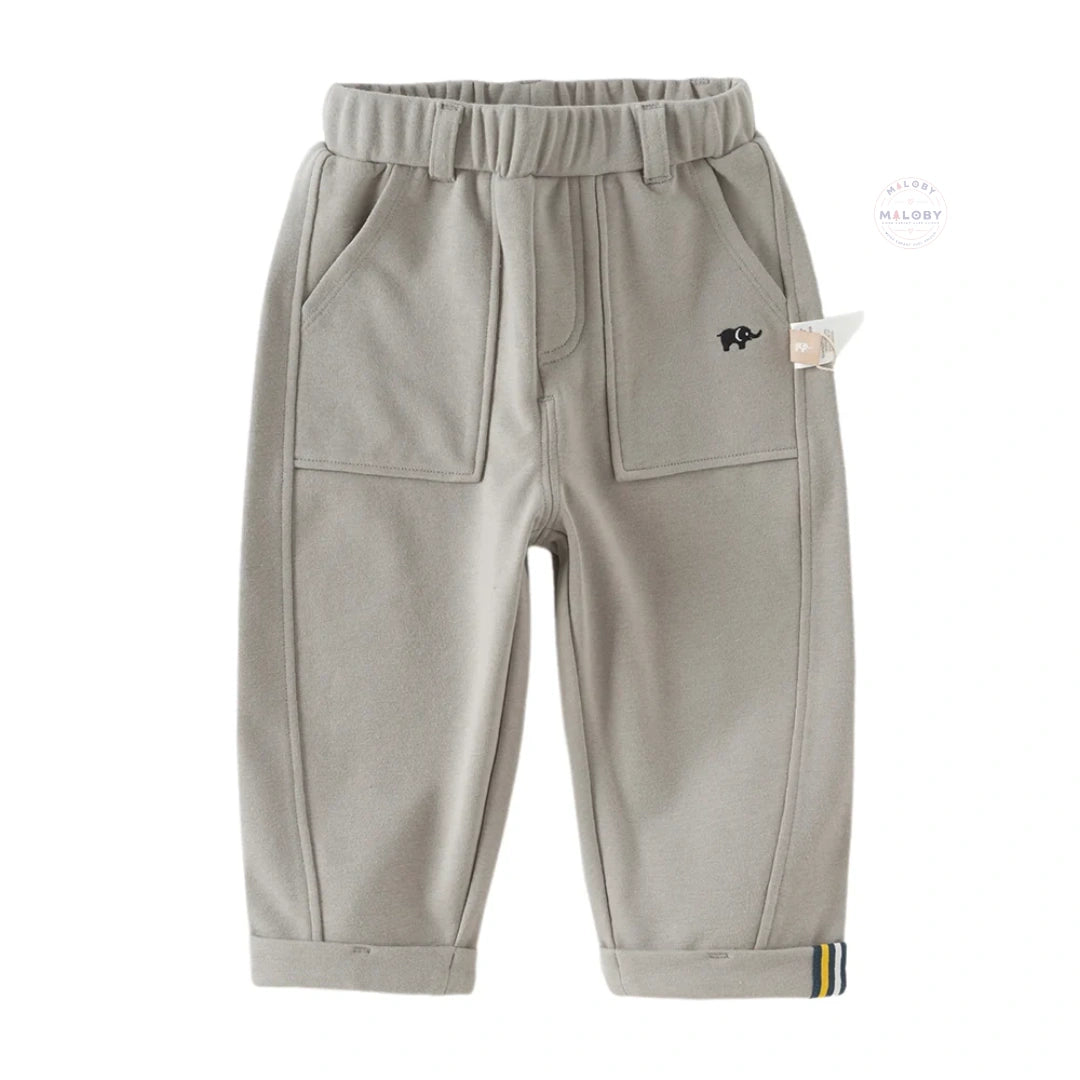 Pantalon cargo poches plaquées enfant garçon gris, vêtement enfant maroc - MALOBY