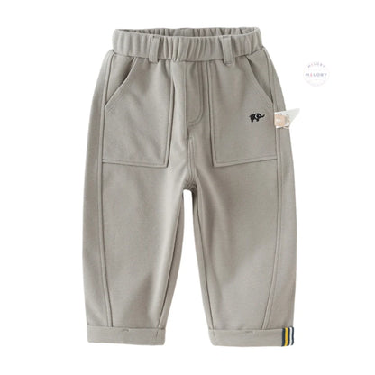 Pantalon cargo poches plaquées enfant garçon gris, vêtement enfant maroc - MALOBY