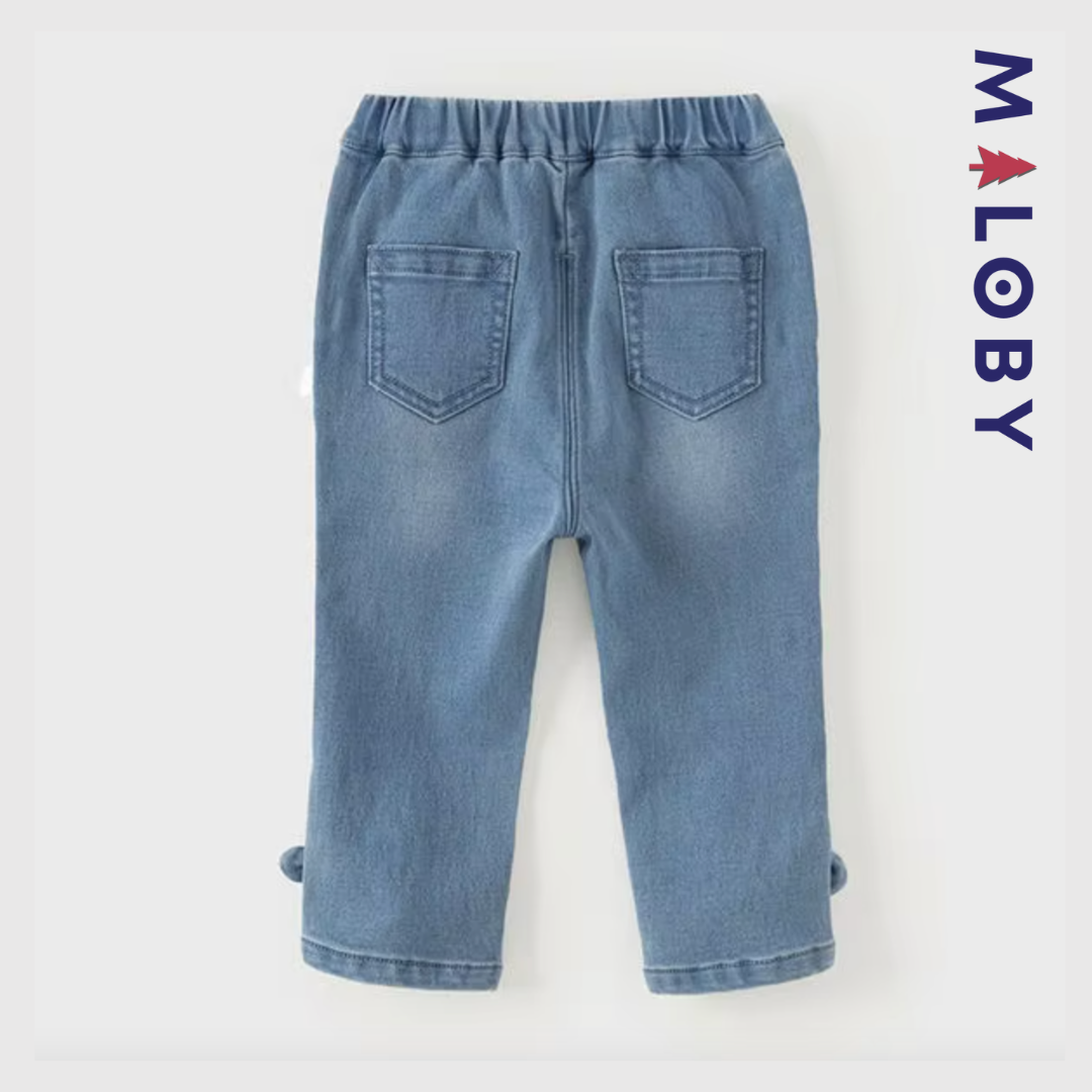 Pantalon jean taille élastiquée-Fille -robes et ensembles pour filles, bébés et garcons - MALOBY