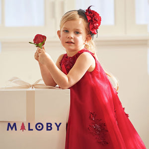 Robe cérémonie perlée- Rouge -robes et ensembles pour filles, bébés et garcons - MALOBY