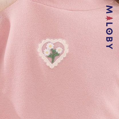 Pull en maille manches longues enfant fille - Rose