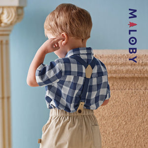 Ensemble cérémonie enfant Garçon à 4 pièces - Bleu/beige -robes et ensembles pour filles, bébés et garcons - MALOBY