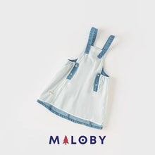 Charger l&#39;image dans la galerie, Robe salopette en denim enfant fille- Bleu -robes et ensembles pour filles, bébés et garcons - MALOBY
