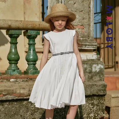 Robe princesse pour cérémonie à jupe plissée fille- Ivoire