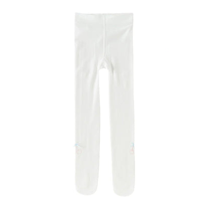 Collant en pointelle motif fleur enfant fille -Beige