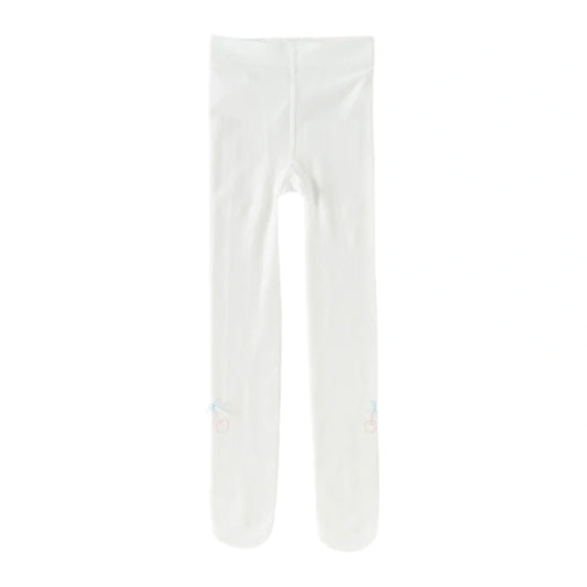 Collant en pointelle motif fleur enfant fille -Beige