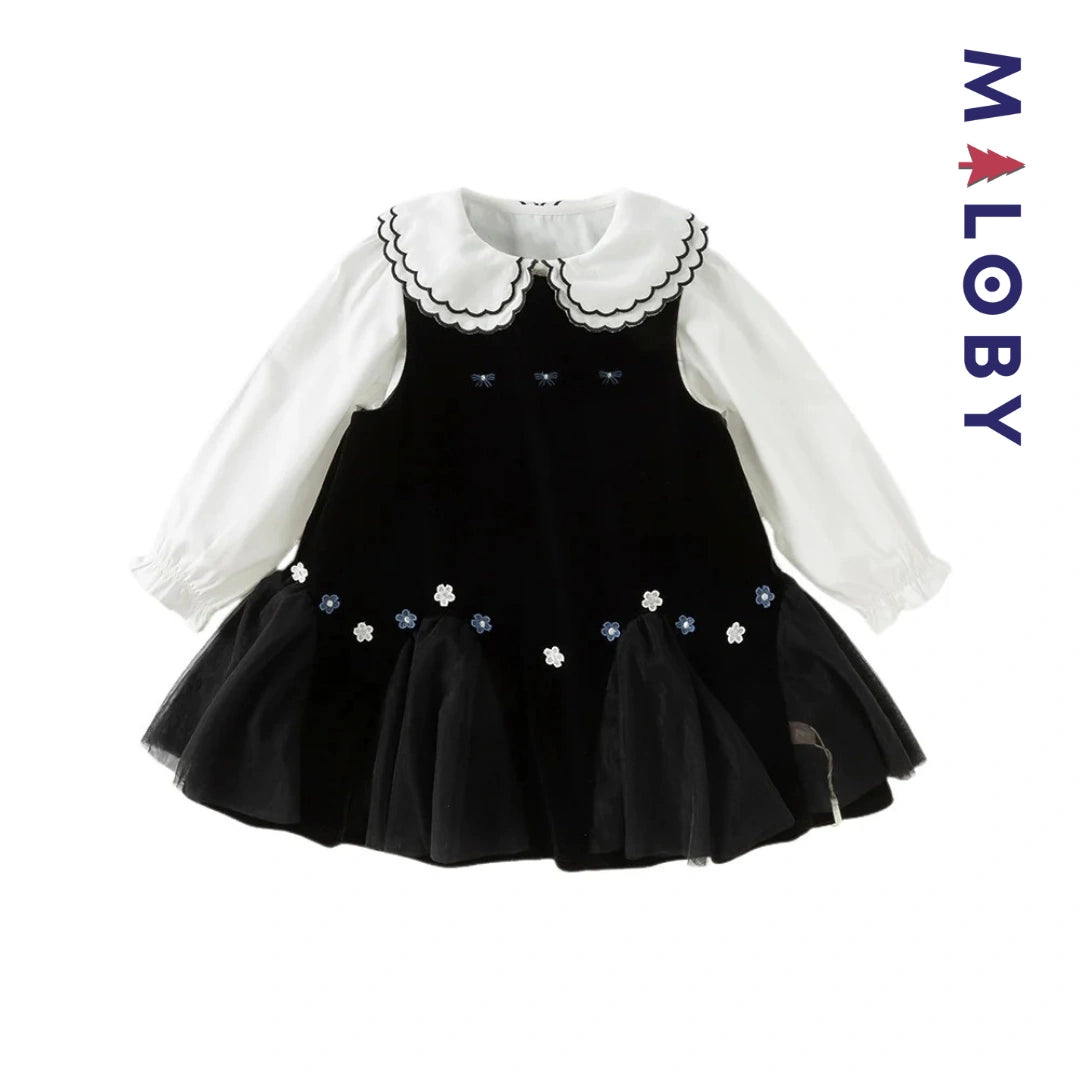Ensemble cérémonie Robe +chemise enfant fille -Noir -robes et ensembles pour filles, bébés et garcons - MALOBY
