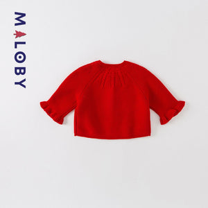 Cardigan Motif noeud pour fille- Rouge -robes et ensembles pour filles, bébés et garcons - MALOBY