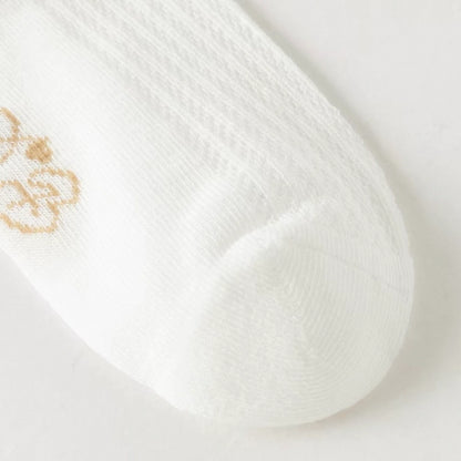 Chaussettes hautes en maille ajourée motif nœud enfant fille blanc - MALOBY