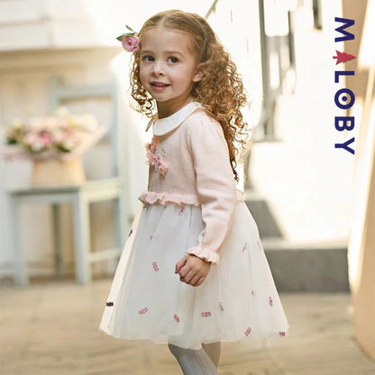 Robe bi-matière rose effet 2 en 1 motif bonbon MALOBY