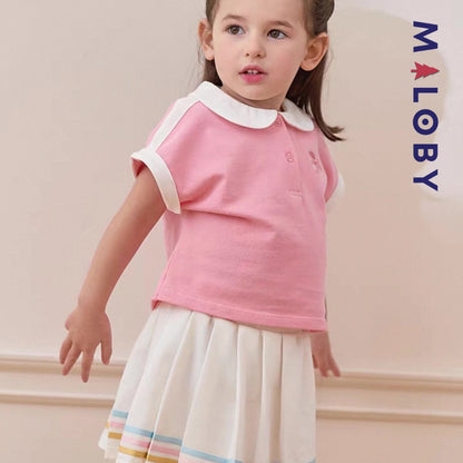 Ensemble été sweat+jupe short plissée enfant fille -Rose
