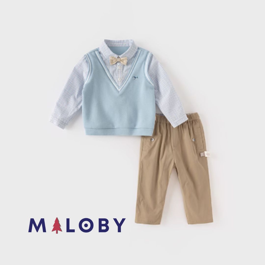 Ensemble habillé chemise+pantalon+noeud - Garçon -robes et ensembles pour filles, bébés et garcons - MALOBY