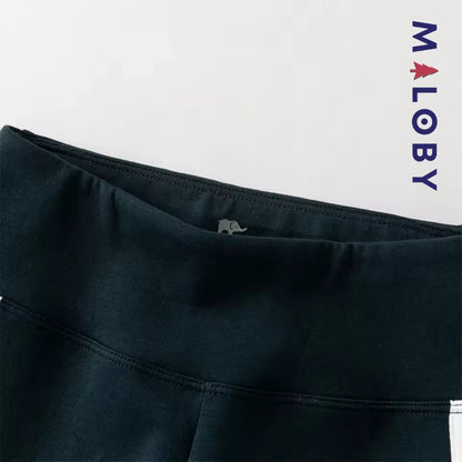 Pantalon tricoté à Bandes Contrastées enfant fille- Marine