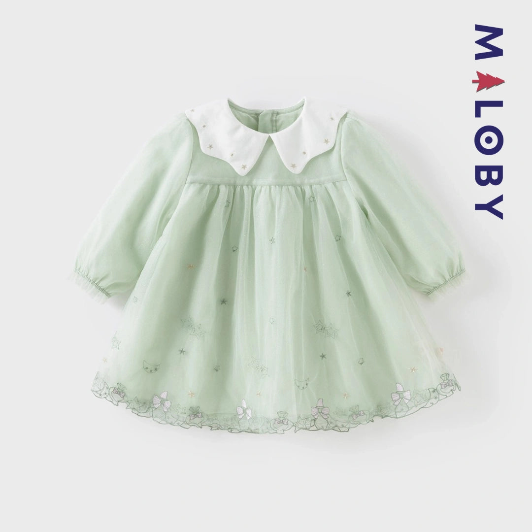 Robe star col claudine- Vert
