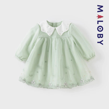Robe star col claudine- Vert