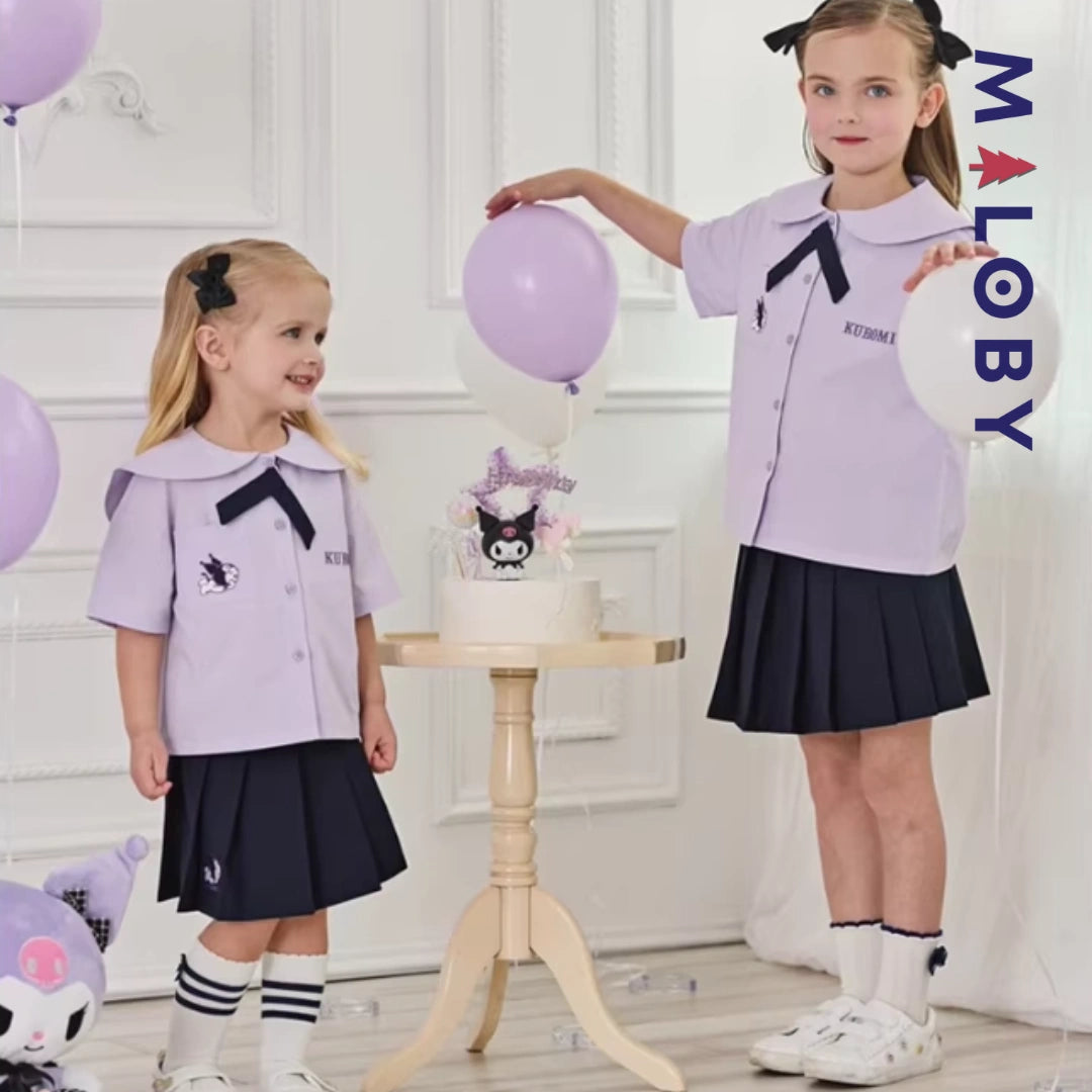 Ensemble kuromi Jupon plissé+chemise enfant fille -Violet