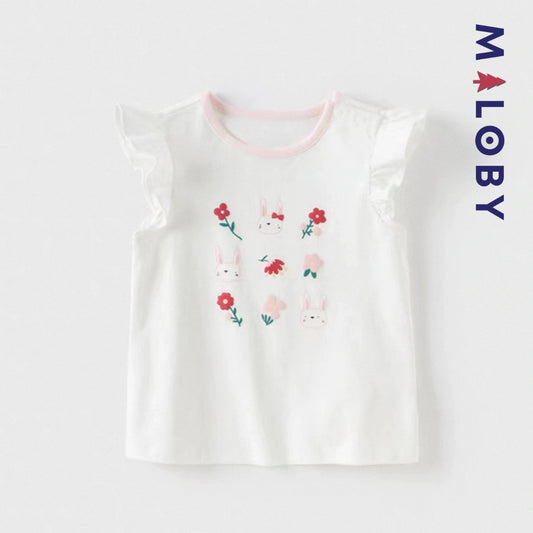T-shirt d'Eté manches courtes volontées enfant fille -Blanc