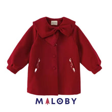 Charger l&#39;image dans la galerie, Manteau en lainage enfant fille - Rouge -robes et ensembles pour filles, bébés et garcons - MALOBY
