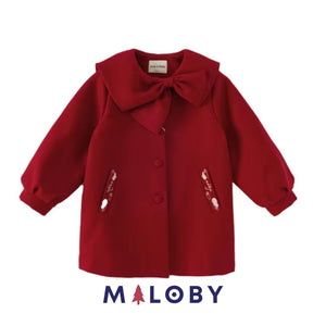 Manteau en lainage enfant fille - Rouge -robes et ensembles pour filles, bébés et garcons - MALOBY