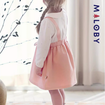 Robe bi-matière effet 2 en 1 enfant fille- rose