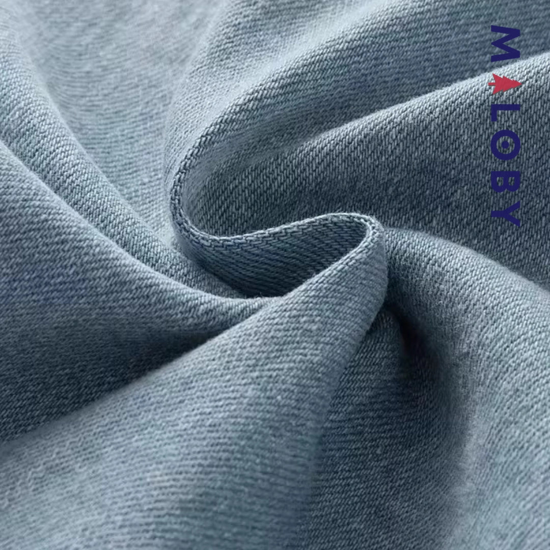 Pantalon denim avec large revers enfant fille-Bleu -robes et ensembles pour filles, bébés et garcons - MALOBY