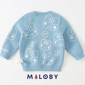 Pull en maille garçon- Bleu -robes et ensembles pour filles, bébés et garcons - MALOBY