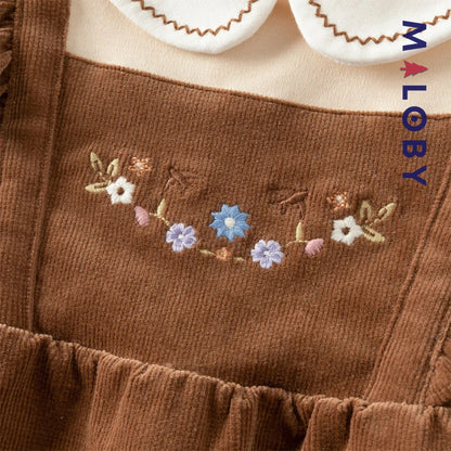 Robe bi-matière effet 2 en 1 enfant fille- marron