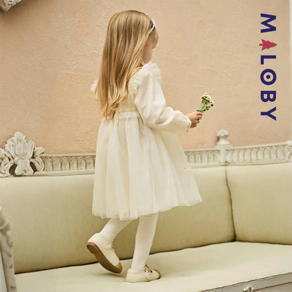 Robe de cérémonie à smocks enfant fille -Jaune