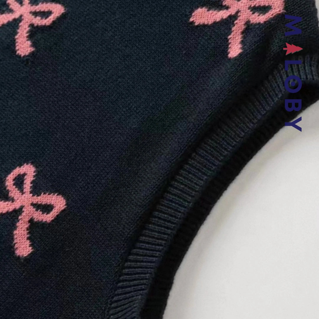 Pull en maille sans manches enfant fille -Marine -robes et ensembles pour filles, bébés et garcons - MALOBY