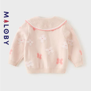 Cardigan motifs fleuris - rose pâle -robes et ensembles pour filles, bébés et garcons - MALOBY