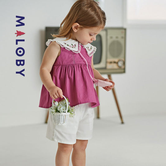 Ensemble fille blouse , short et sac - Rose -robes et ensembles pour filles, bébés et garcons - MALOBY