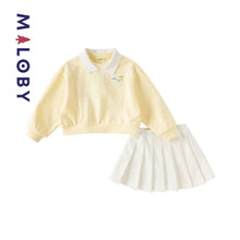 Charger l&#39;image dans la galerie, Ensemble Sweat+jupe plissée-Blanc/Jaune -robes et ensembles pour filles, bébés et garcons - MALOBY
