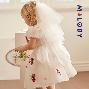 Robe cérémonie brodée enfant fille - Blanc