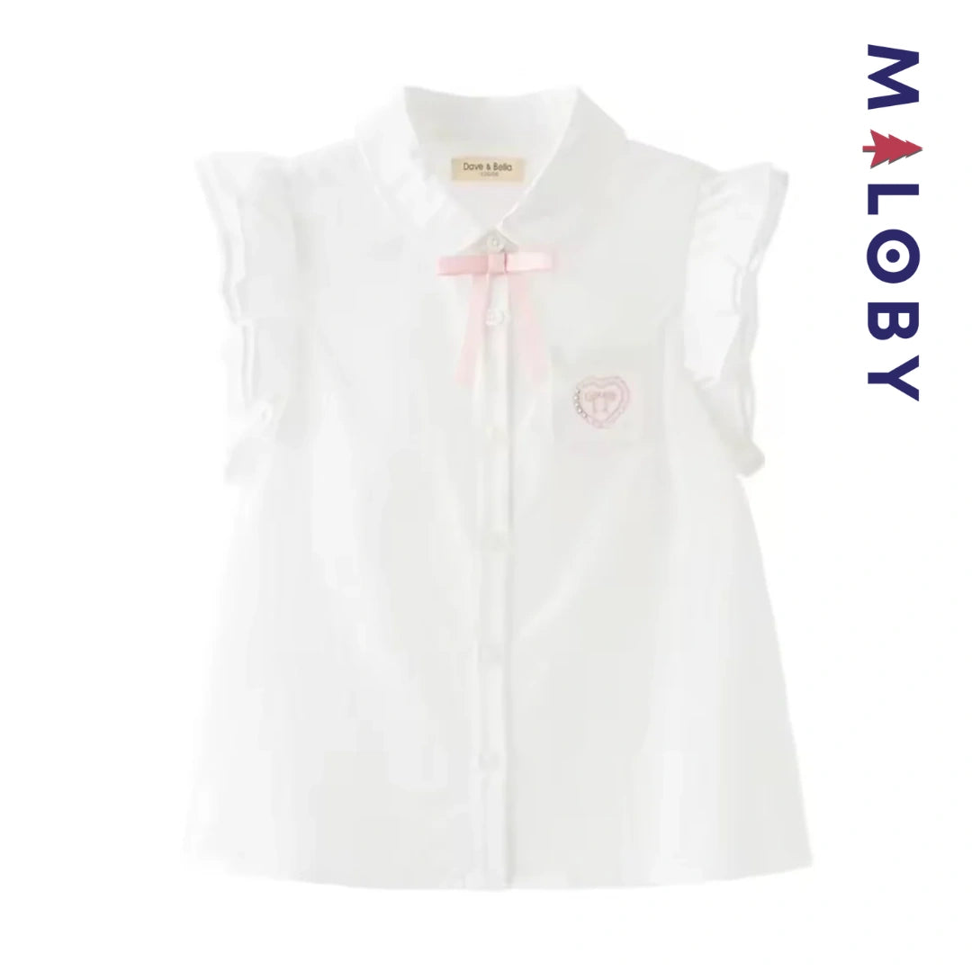 Chemise été à nœud enfant fille- Blanc/Bleu