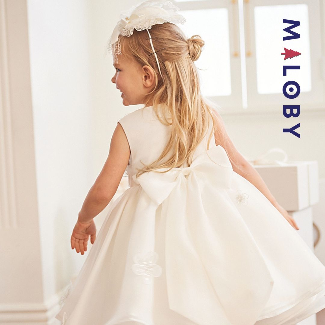 Robe cérémonie fleurettes -Blanc -robes et ensembles pour filles, bébés et garcons - MALOBY