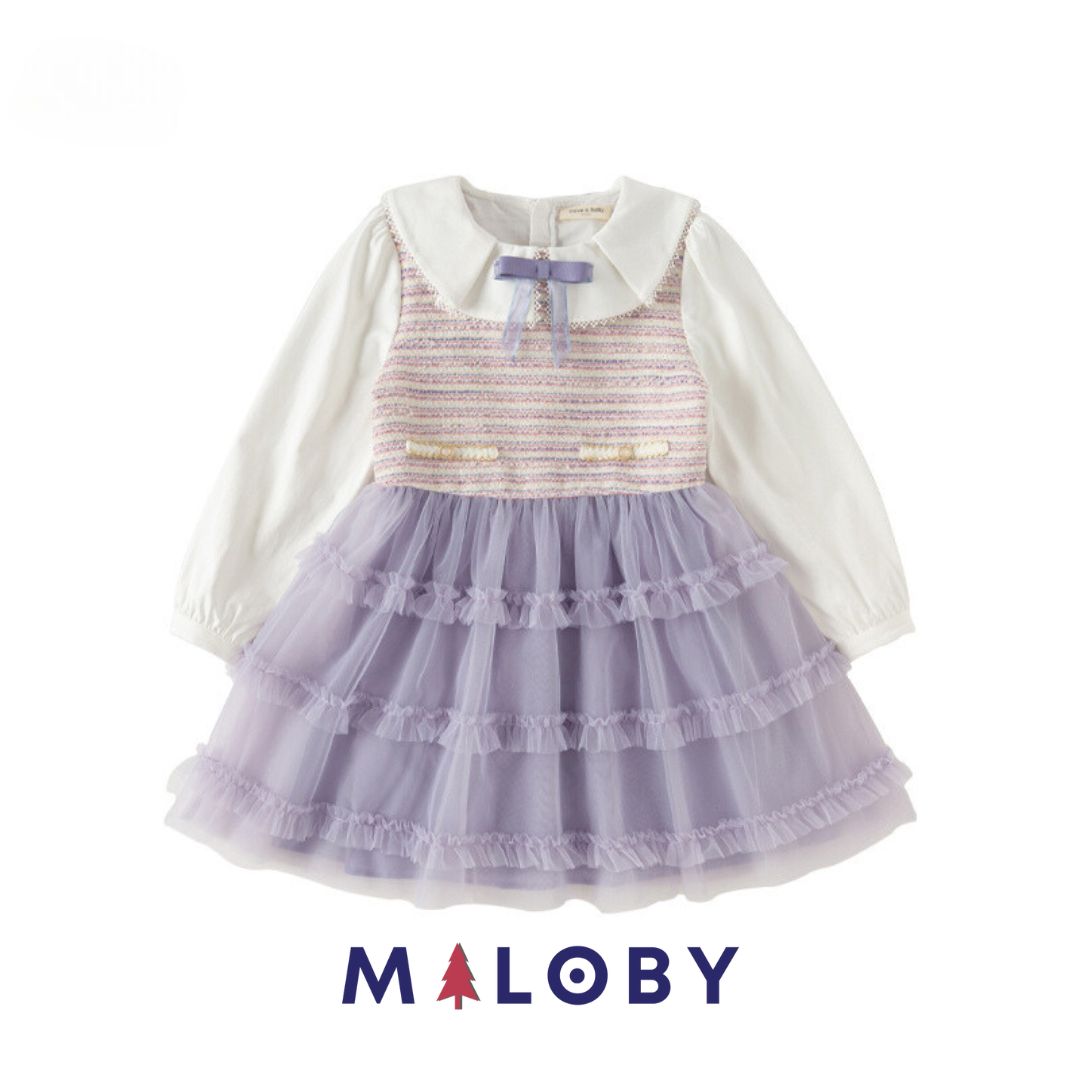 Robe de cérémonie à volants enfant fille-violet -robes et ensembles pour filles, bébés et garcons - MALOBY