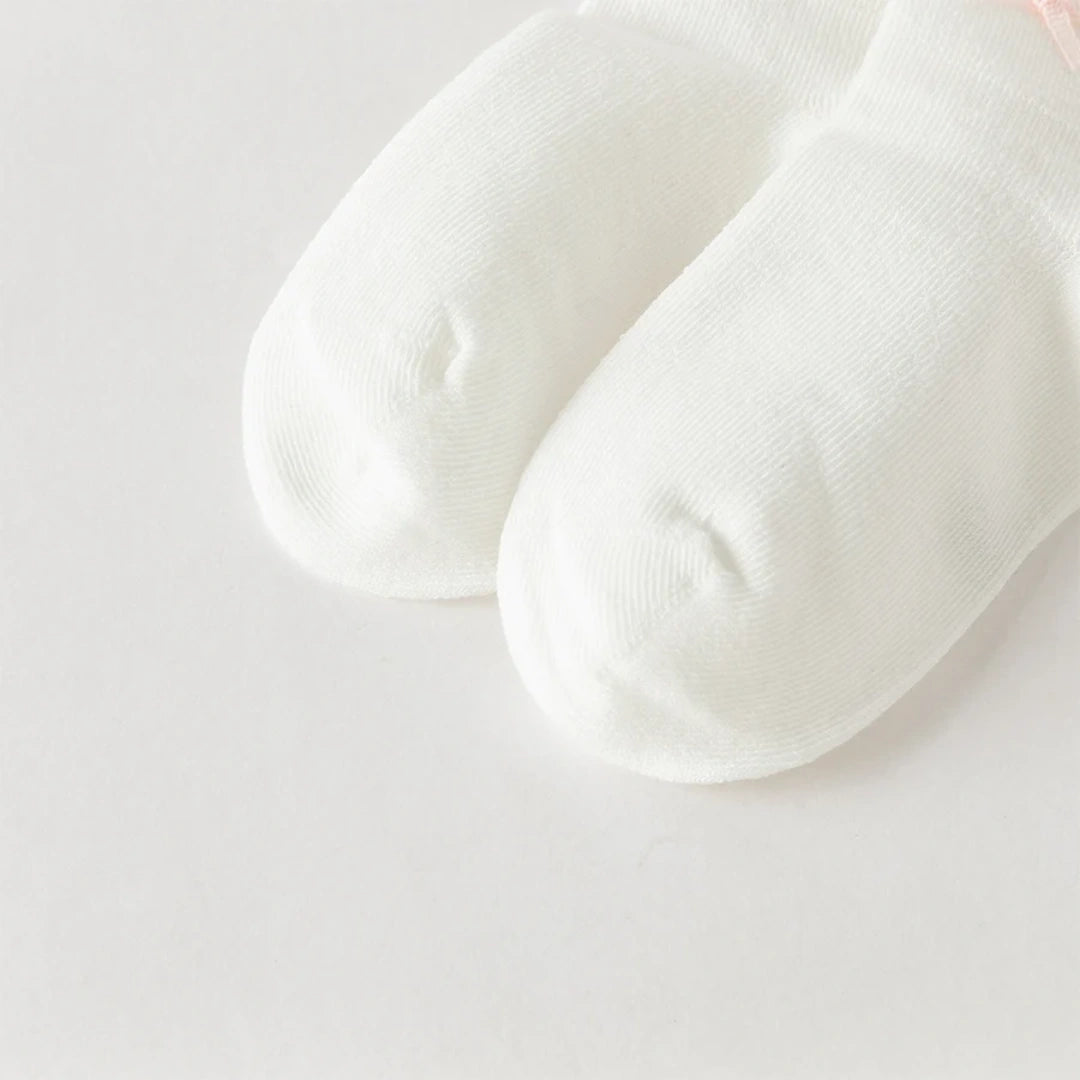 Chaussettes mi- mollet en maille enfant fille -Blanc